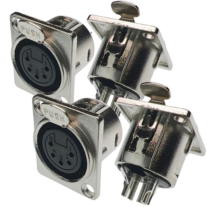 CESS 5 Pin XLR Female Socket Connector Panel/Chassis Mount (4 Pack) - Image 2